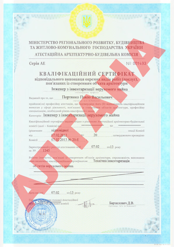 Портянко Павло Васильович (Кваліфікаційний сертифікат)