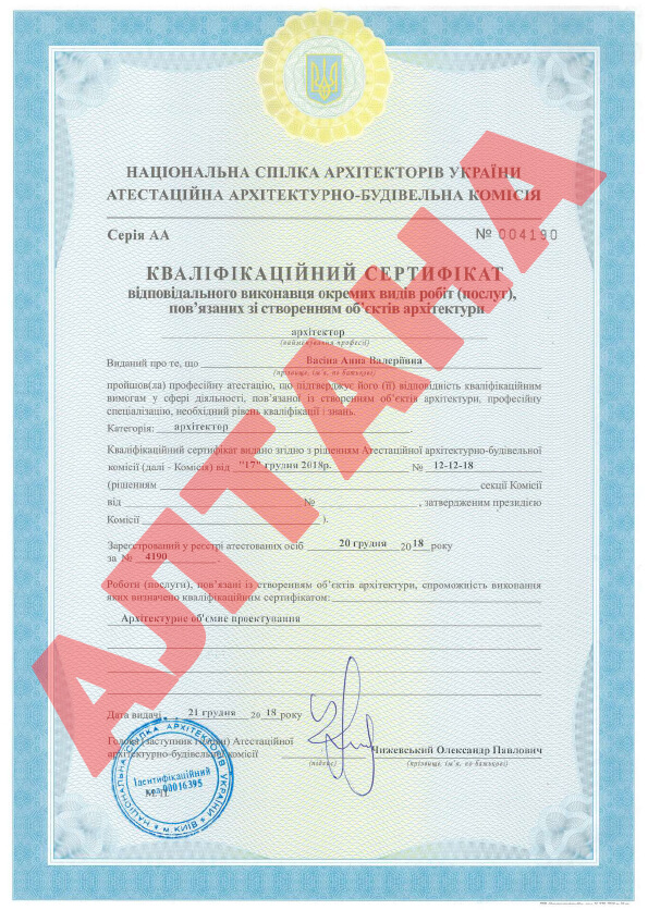 Васіна Анна Валеріївна (Кваліфікаційний сертифікат)